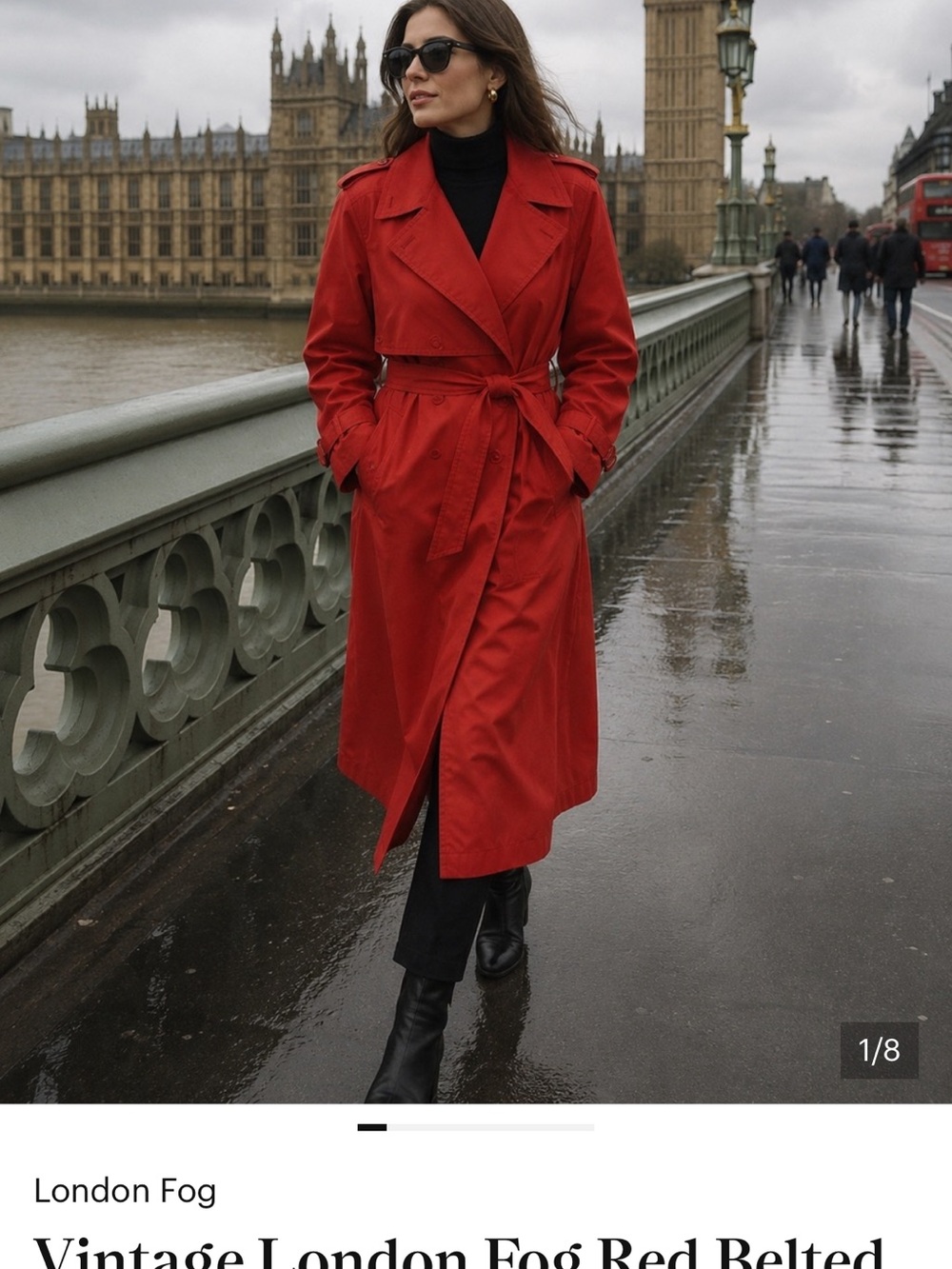 London Fog Vibrant Red Belted Trench Coat